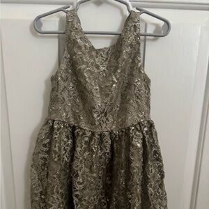 Girls Silver Lace Dress